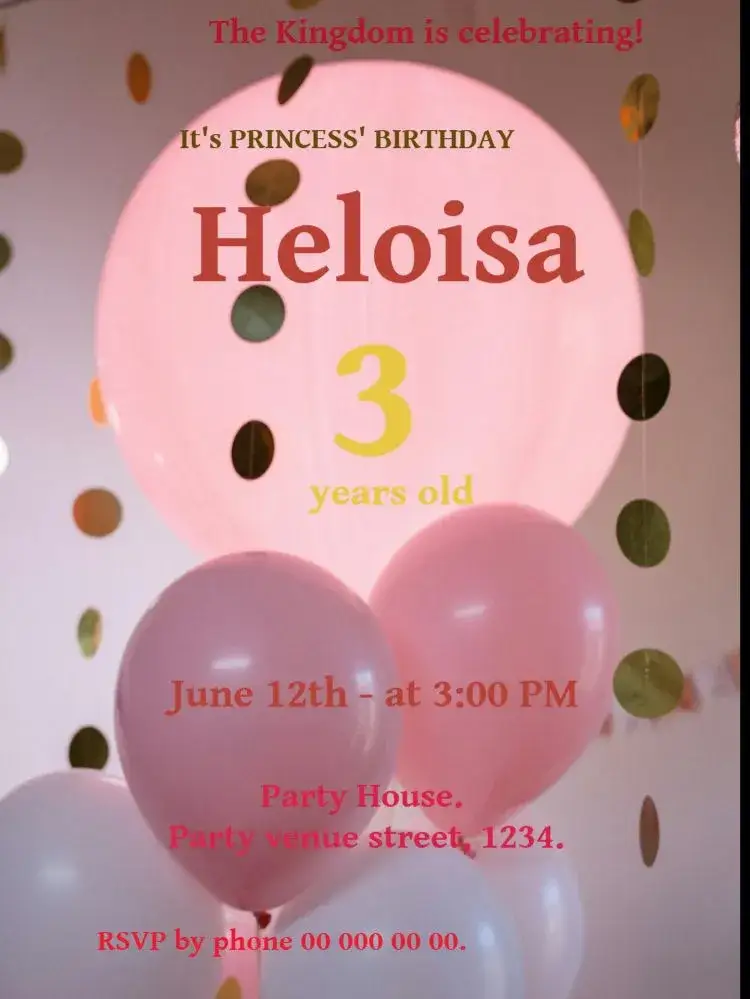 Invitation Online Balloons – Kids' Birthday Party theme colorful, playful, fun, childlike, contemporary