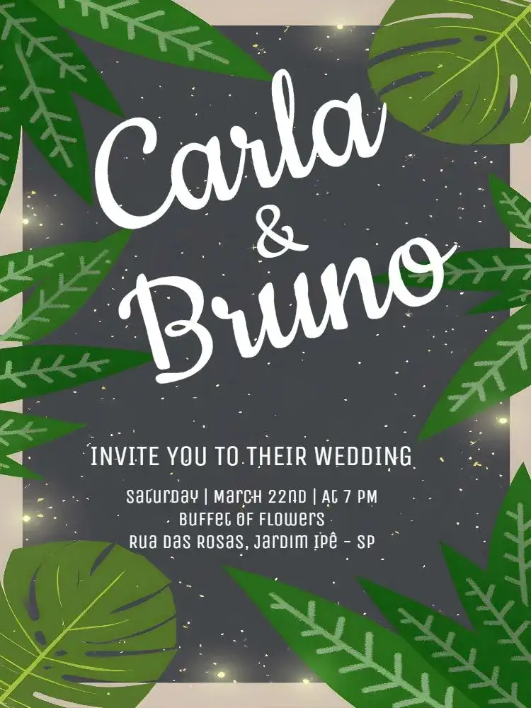 Invitation Wedding Greenery Prero – Wedding theme foliage, green, beach, natural, modern, rustic