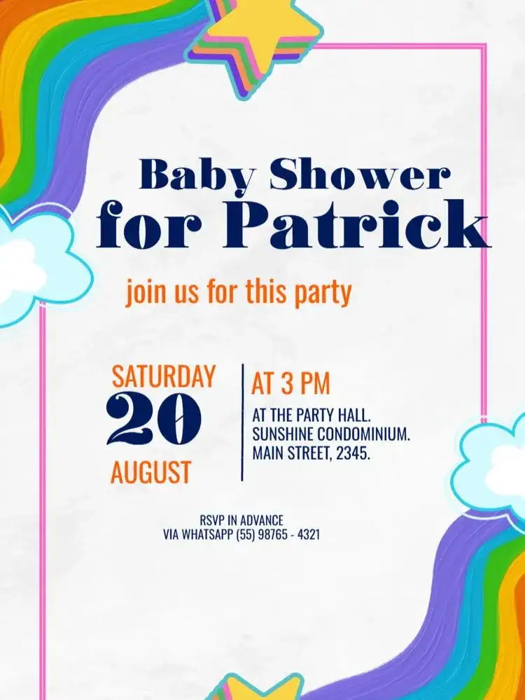 Baby Shower Star And Rainbow Cloud