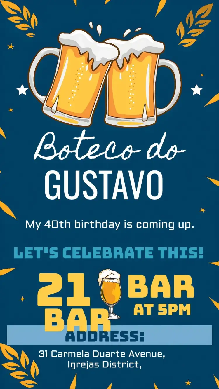 Invitation Boteco BBQ Chalkboard – Birthday theme chalkboard, pub, modern, relaxed, colorful, adult