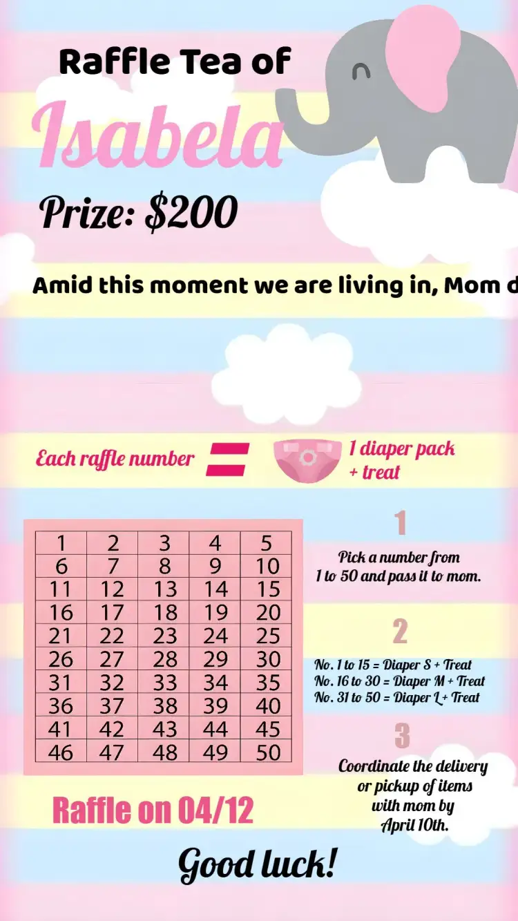 Invitation Elephant Elephant Raffle Tea Party – Raffle Tea theme modern, delicate, playful, colorful, childlike, cute