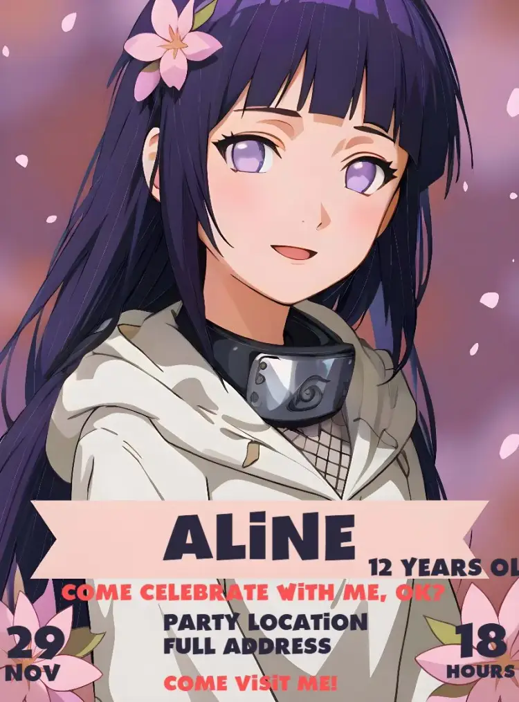 Hinata Naruto Boruto invitation