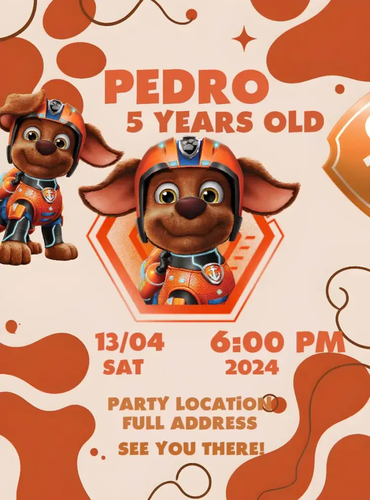 PAW Patrol Zuma Drawing invitation