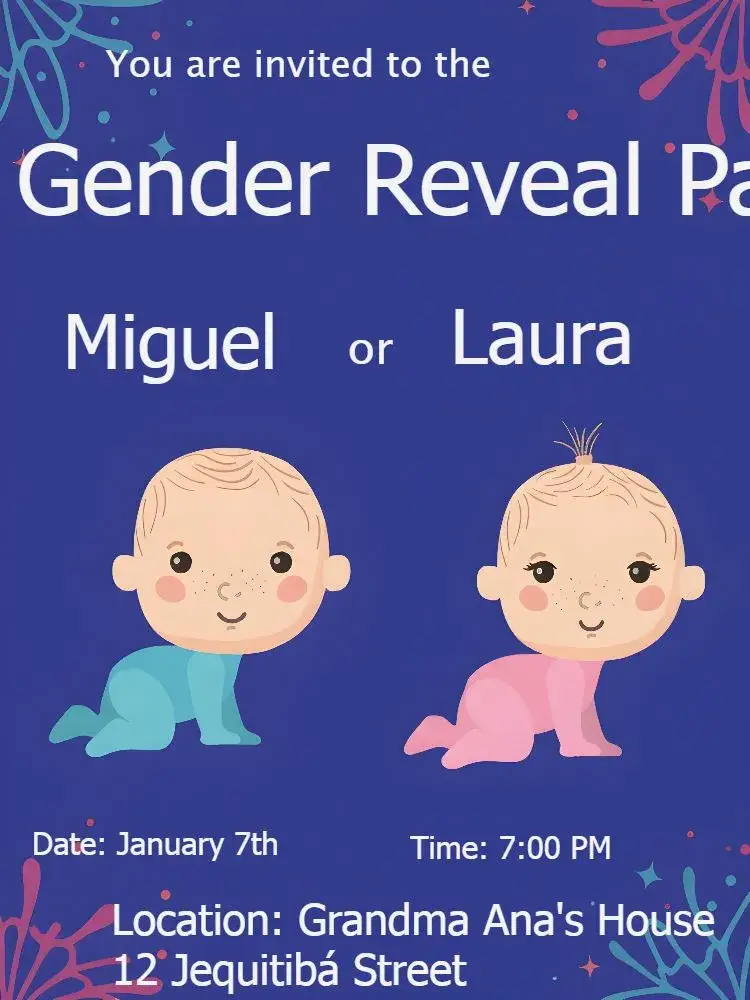 White Babies Gender Reveal Tea invitation