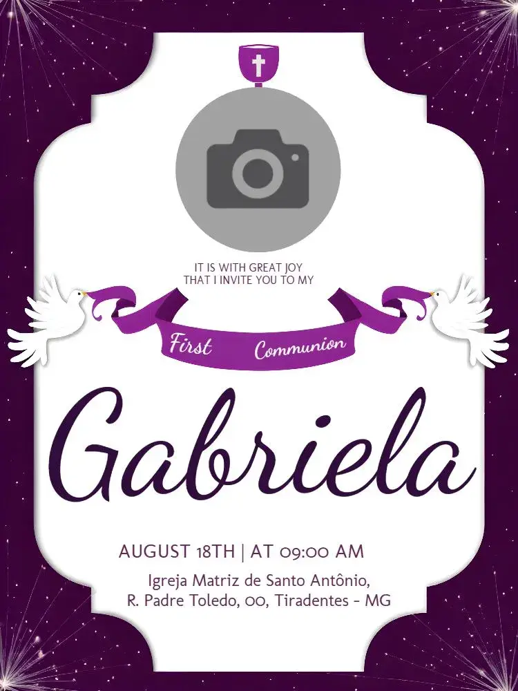 First Communion With Angel Photo invitation