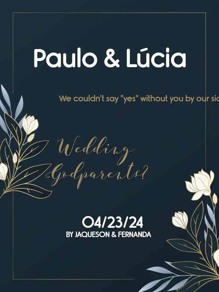 Invitation For Elegant Blue Wedding Godparents Couple – Wedding theme elegant, floral, navy blue, golden, modern
