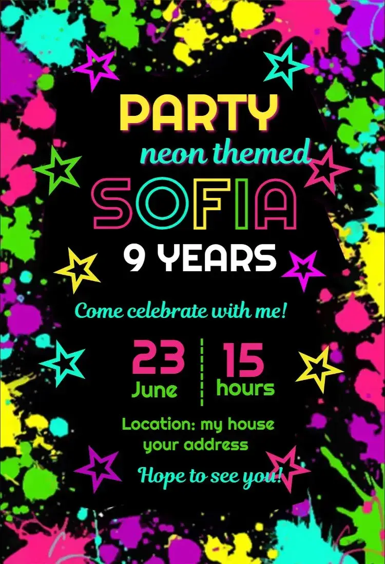 Invite Neon 1 editable and customizable