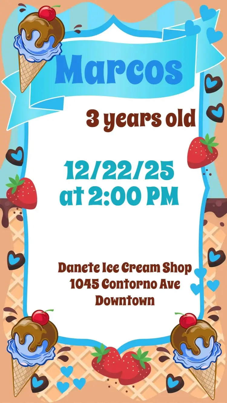 Invite Ice Cream Party editable and customizable