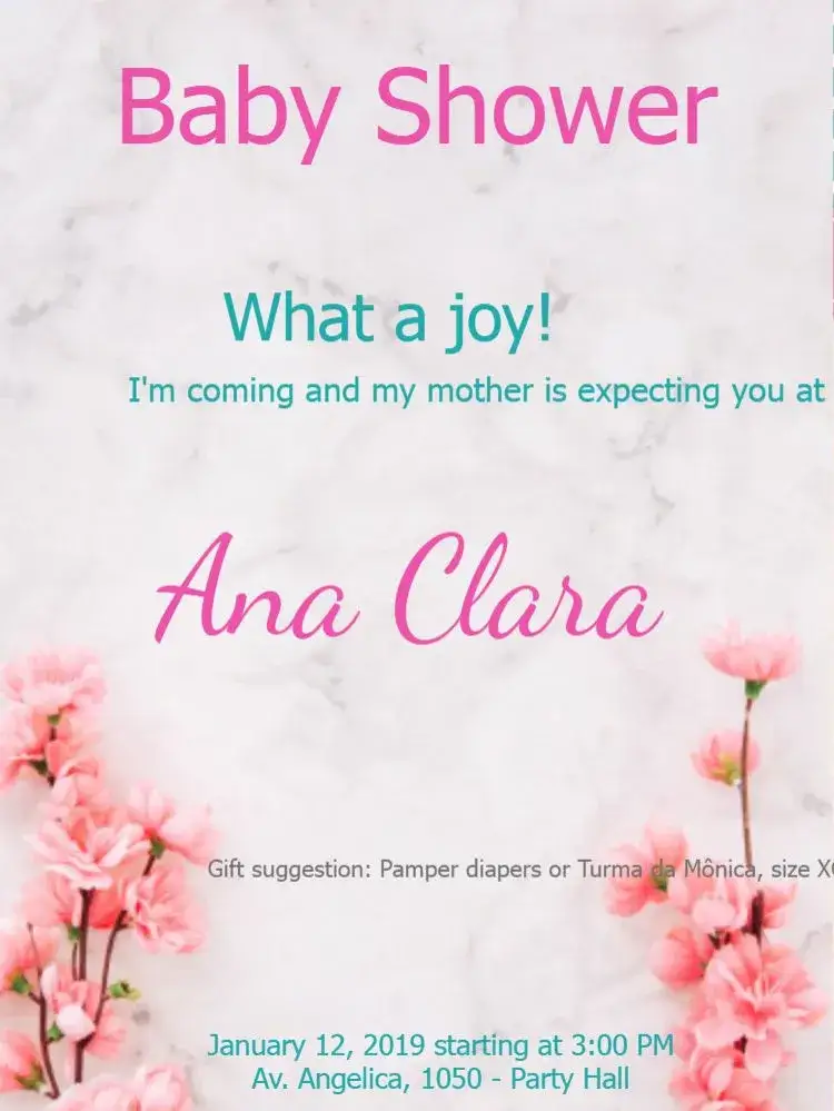 Invitation Elephant Baby Shower with Custom Roses – Diaper Shower theme floral, colorful, playful, modern, childish