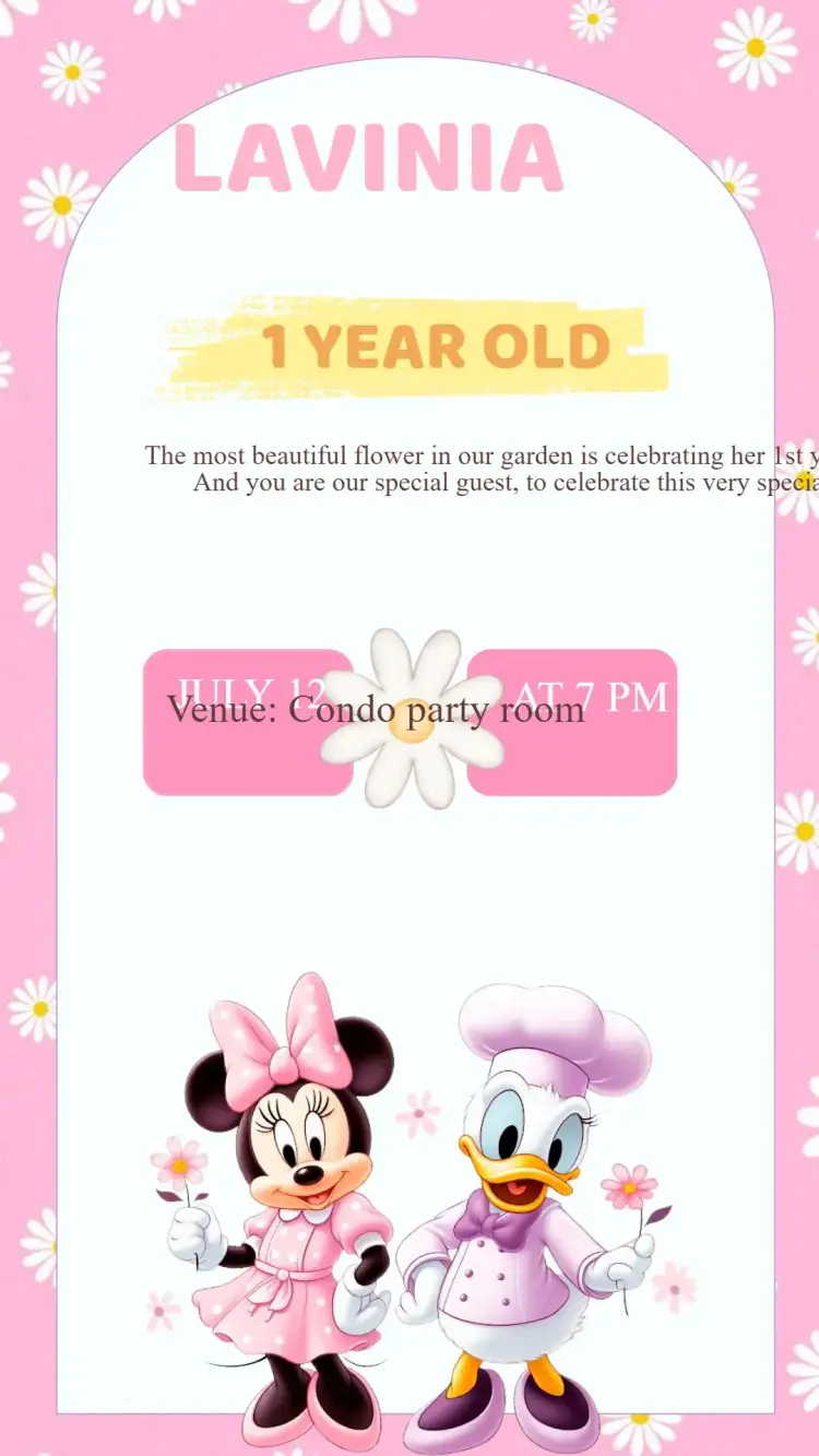 Minnie and Daisy Birthday Invitation