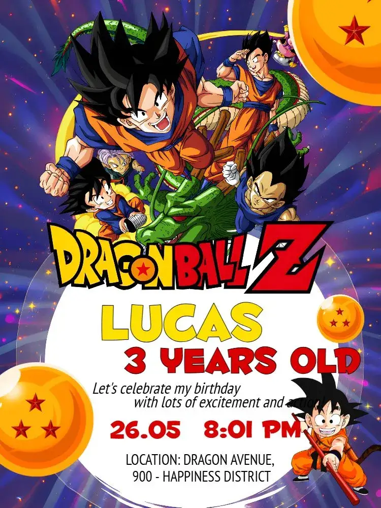 Invitation Blue Dragon Ball Z – Most searched for theme anime, themed, colorful, vibrant, youthful
