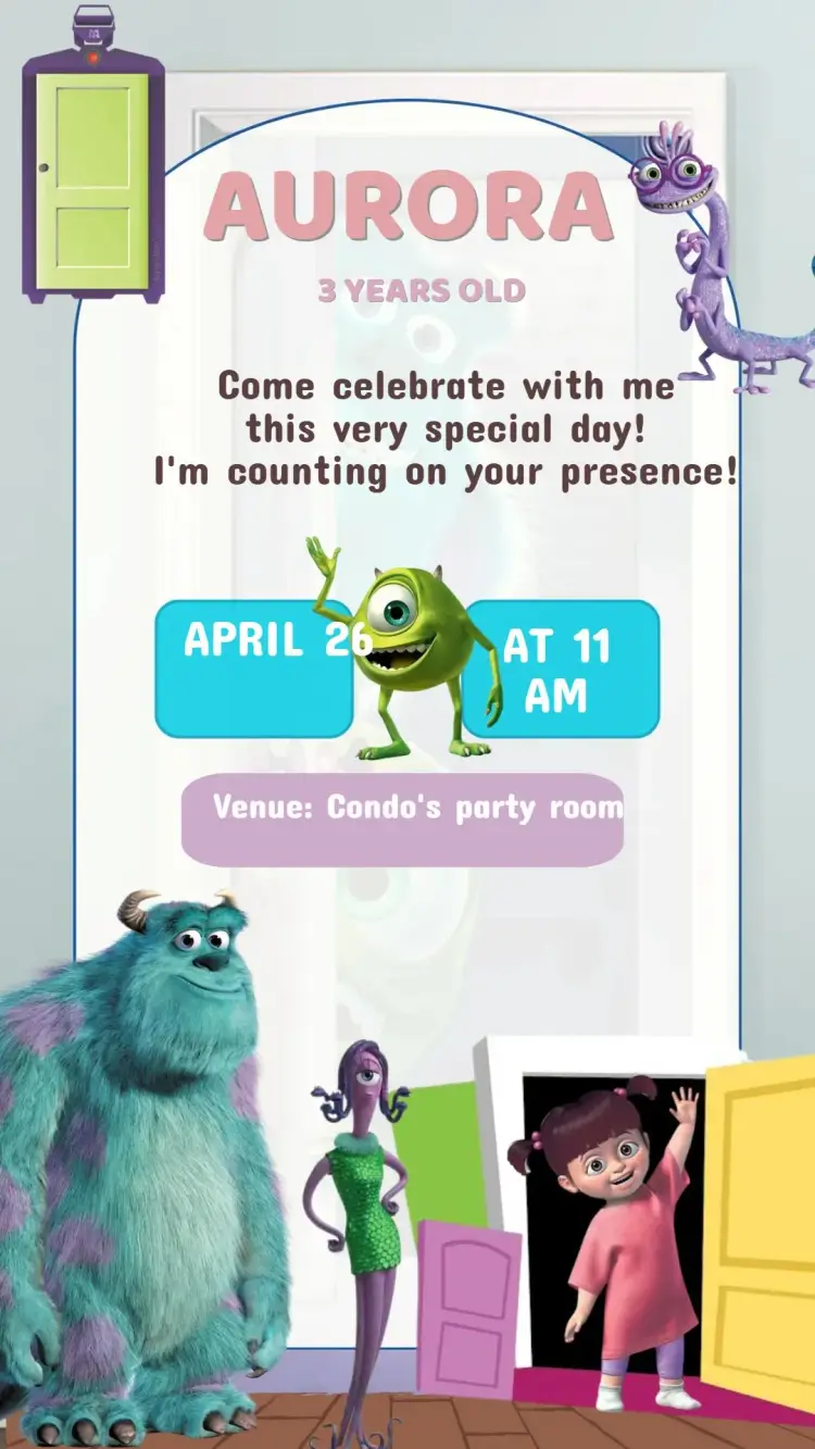Monsters Inc. Birthday Invitation