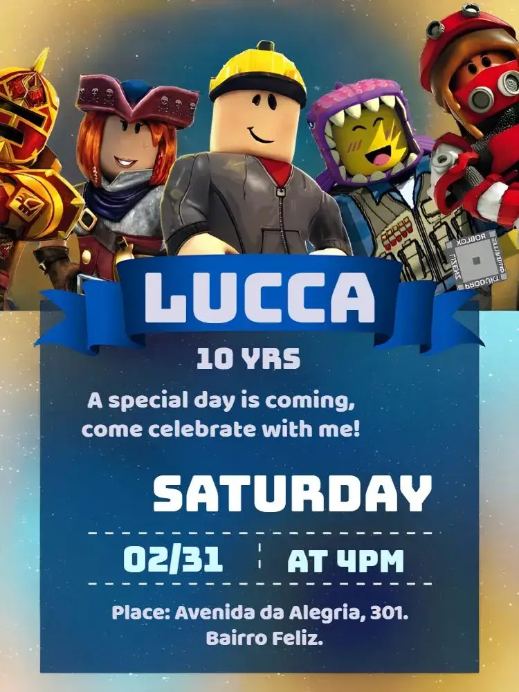 Roblox Boy Game invitation