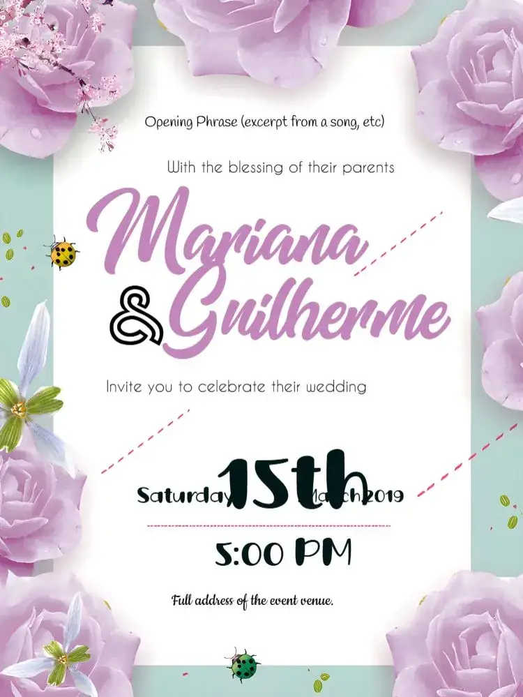 Invitation Floral Roses Wedding – Wedding theme floral, romantic, elegant, modern, nature, pastel