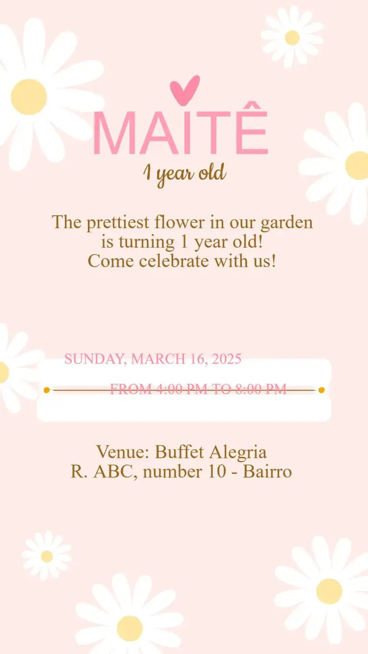 Invitation Daisy Birthday Invitation – Kids' Birthday Party theme floral, colorful, playful, cheery, kids’, modern