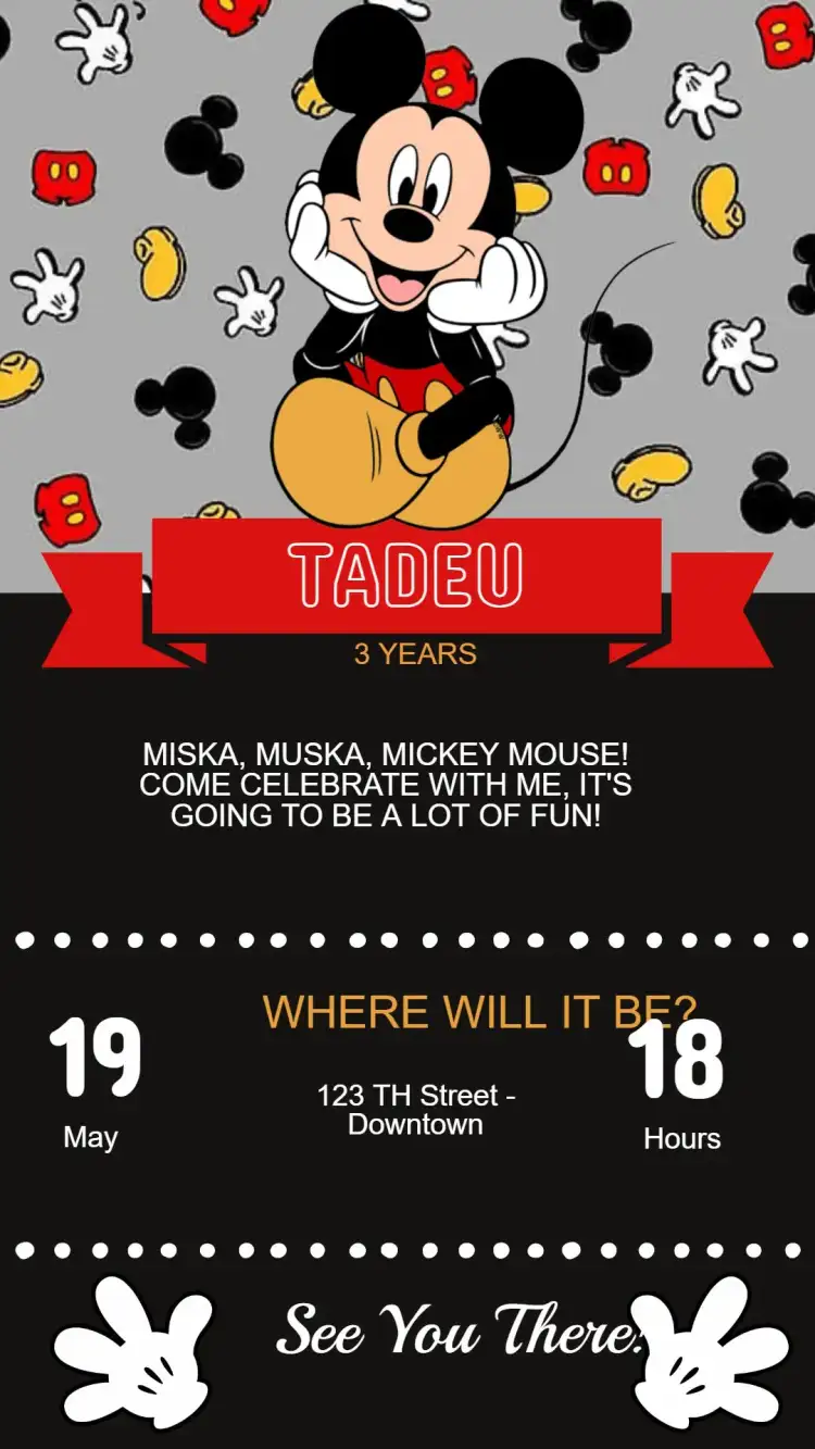 Children's Birthday Invitation Mickey