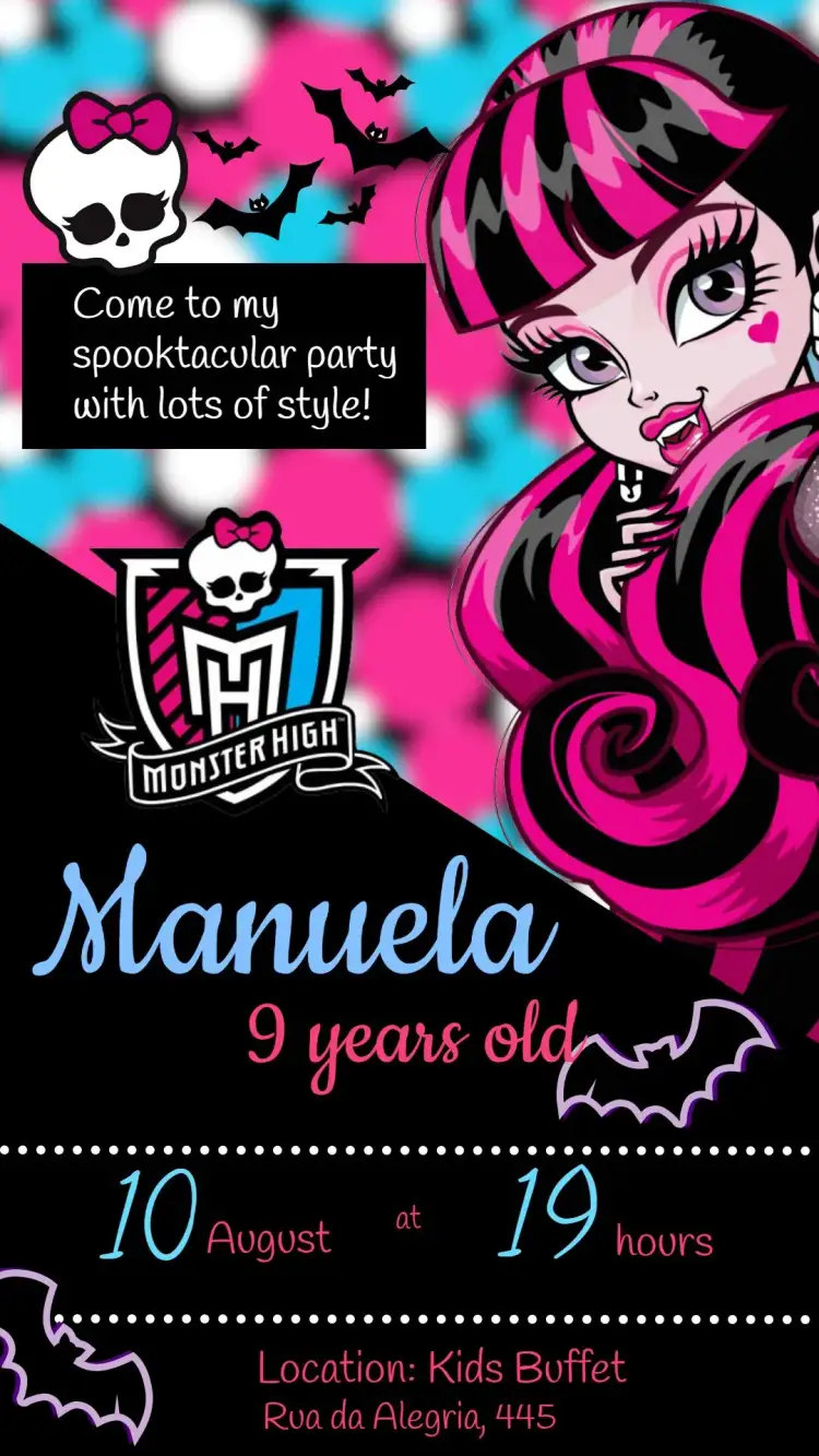Invitation Black Monster High – Most searched for theme black, monstrous, themed, fun, colorful, gothic