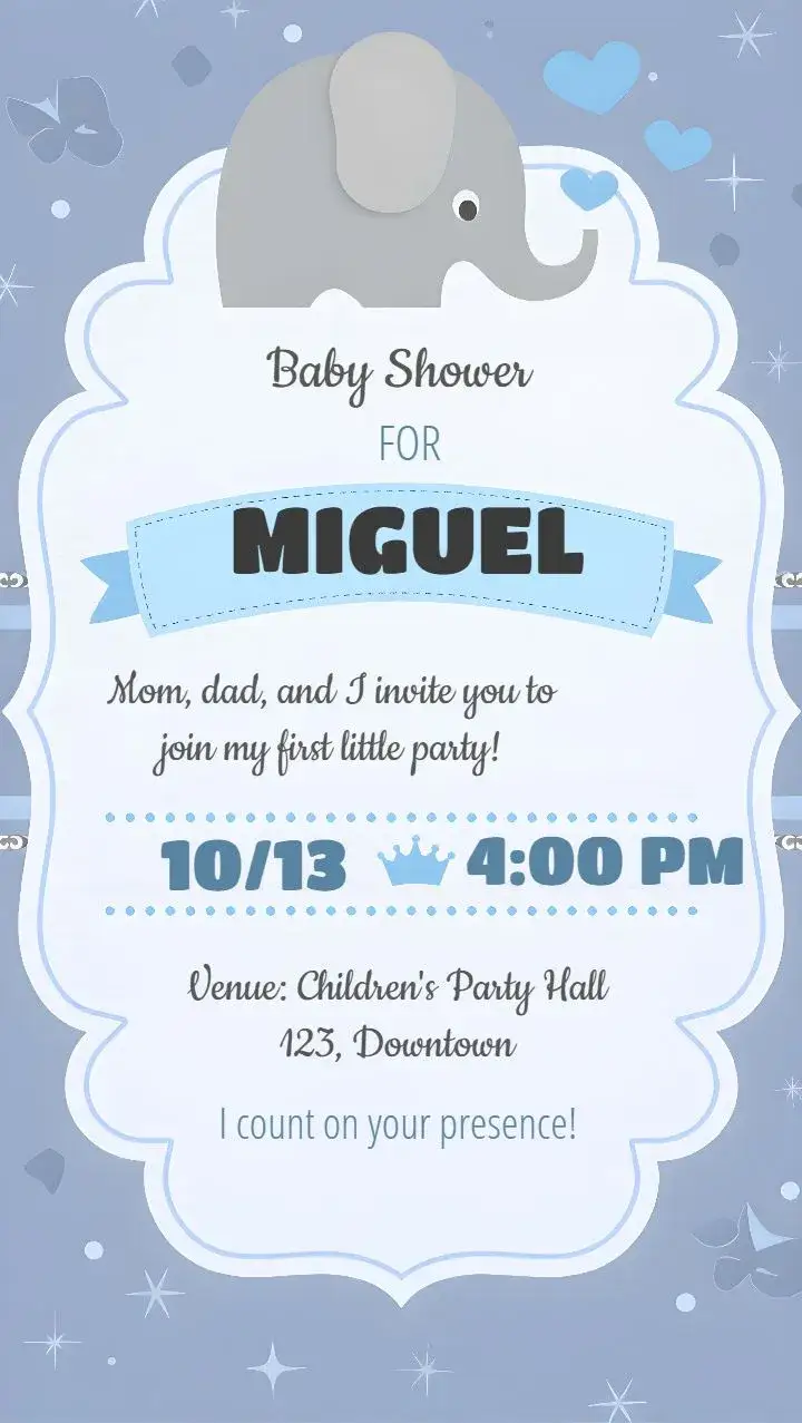 Invitation Elephant Baby Shower – Diaper Shower theme candy color, modern, playful, childlike, minimalist, fun