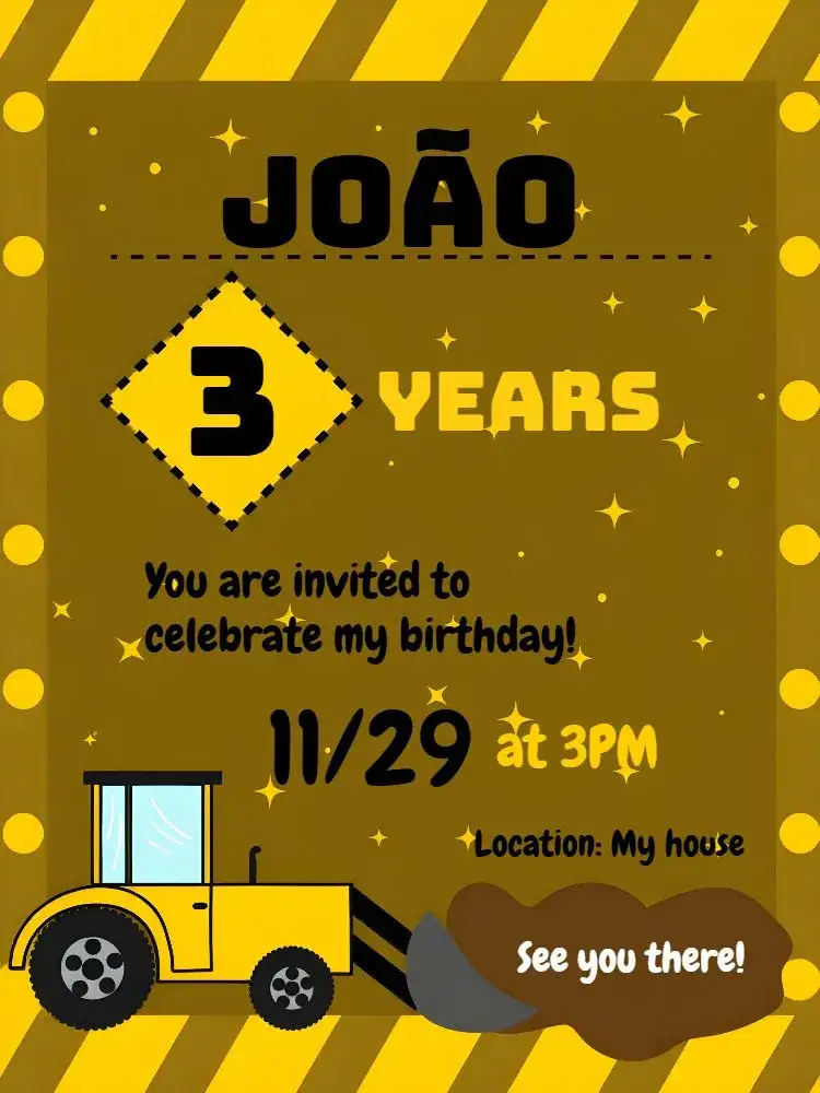 Invitation Construction Track – Raffle Tea theme construction, modern, vibrant, fun, childlike, themed