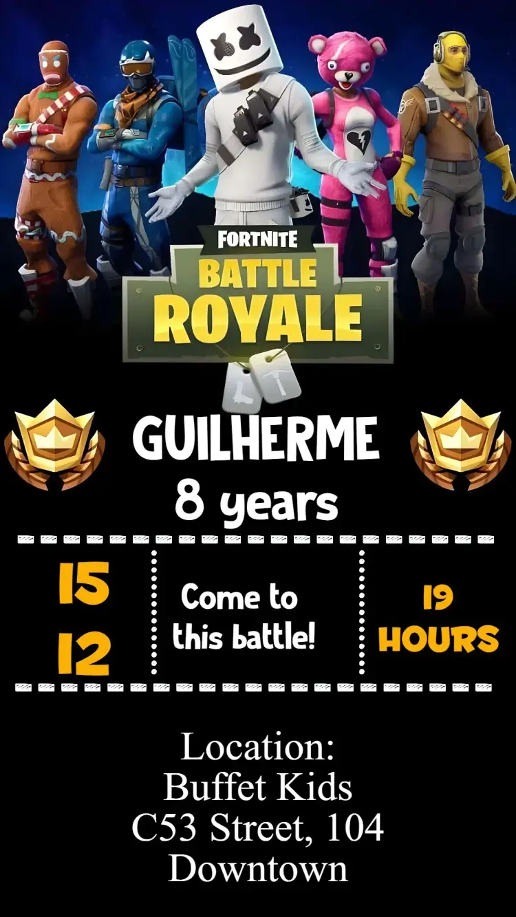 Invite Fortnite editable and customizable