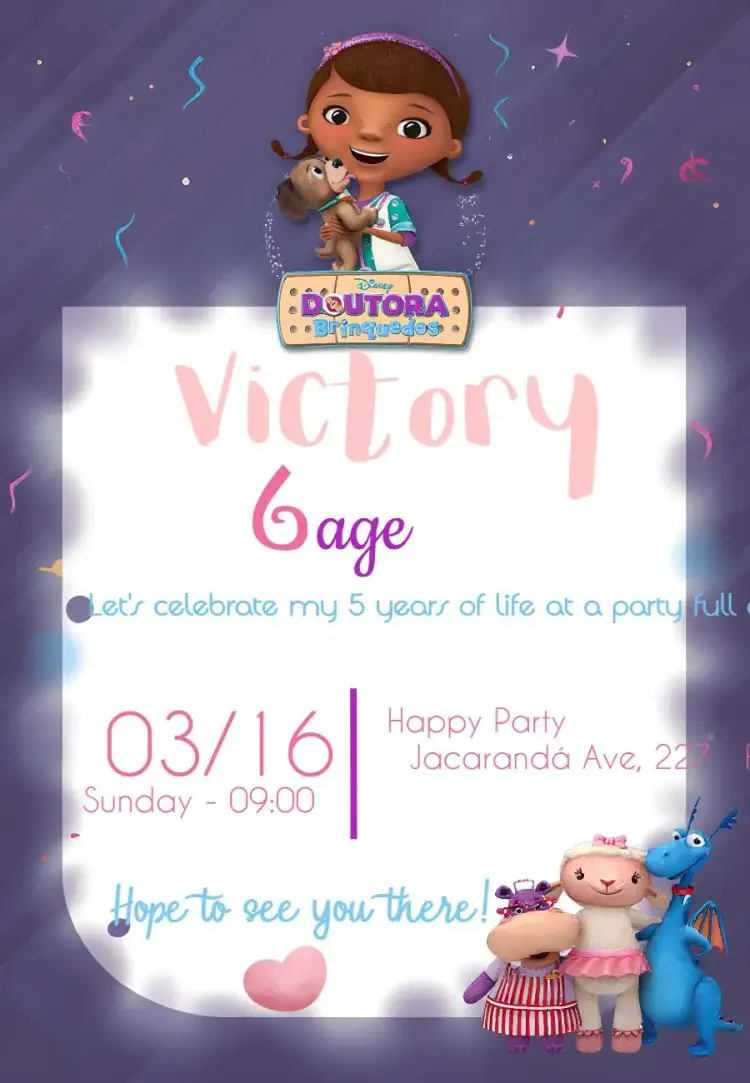 Invitation Doctor Toys Kids – Kids' Birthday Party theme colorful, fun, childish, characters, toys, happy