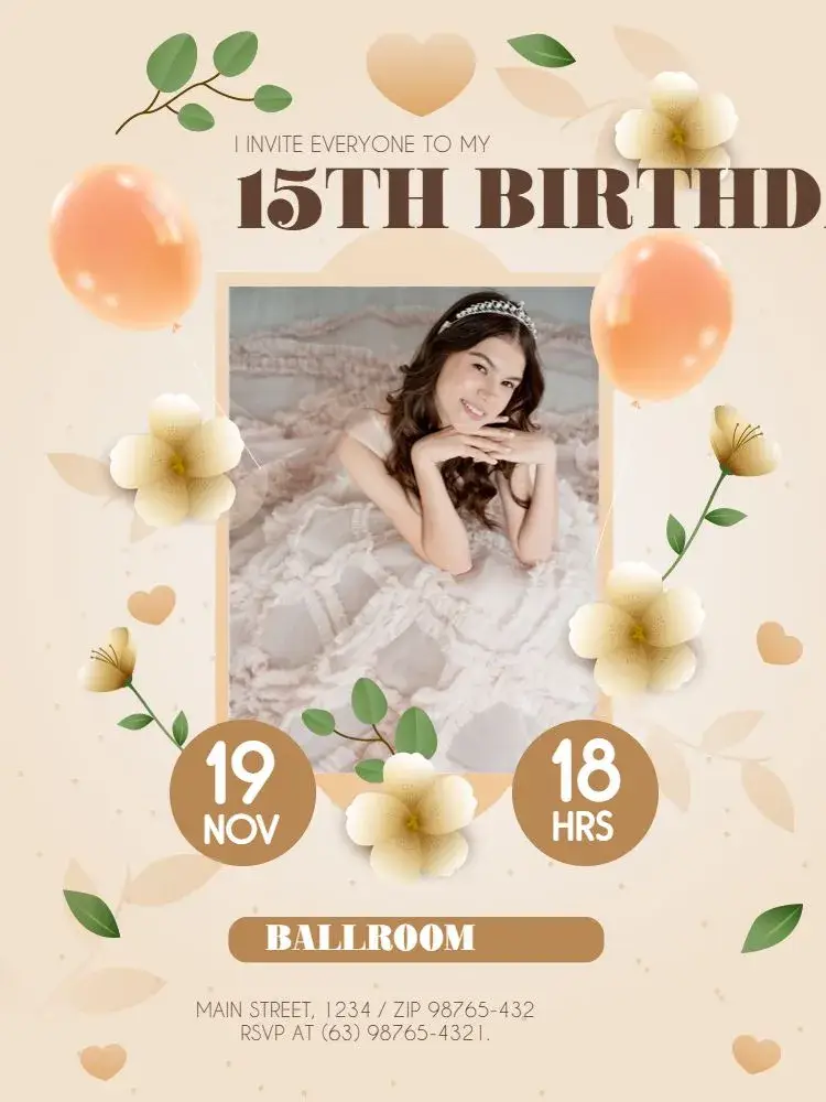 15 Years With Peach Photo invitation