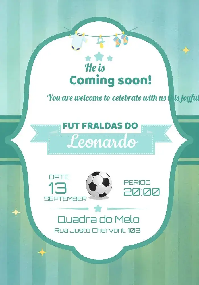 Baby Shower Fut Diapers Soccer invitation