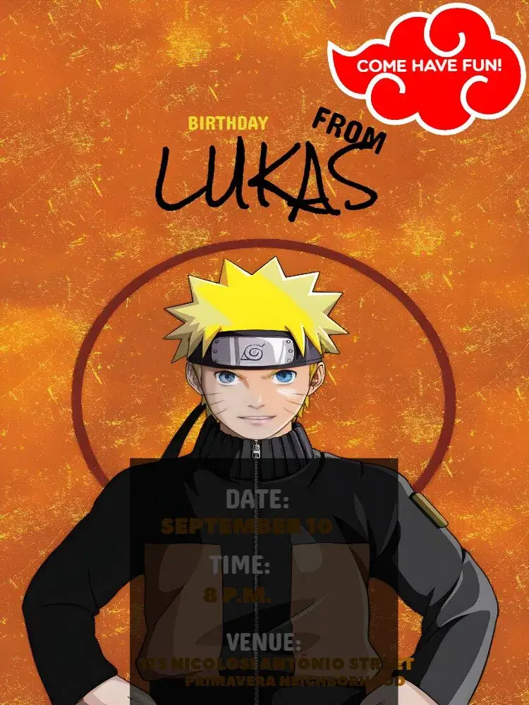 Orange Naruto invitation