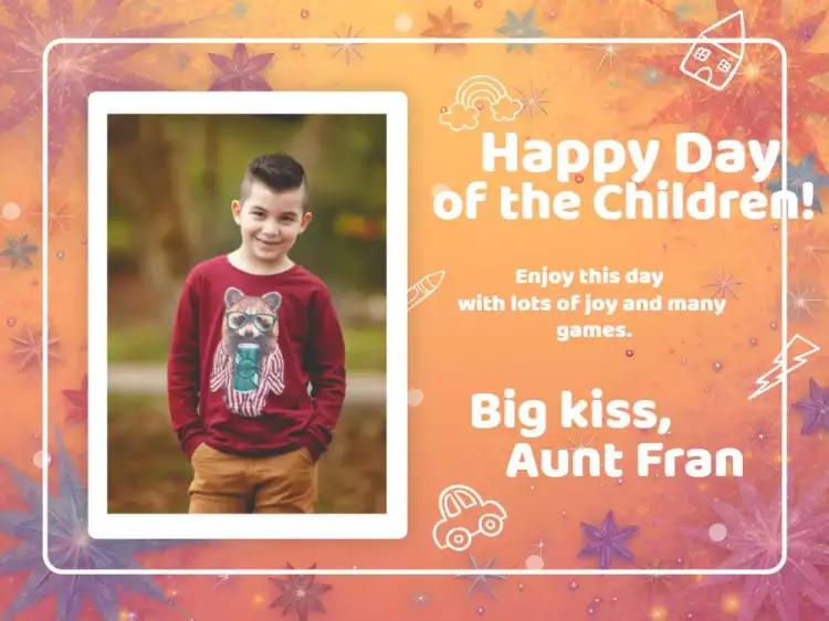 Invitation Children's Day Yellow Photo Card – Commemorative Dates theme yellow, fun, childish, colorful, playful illustrations
