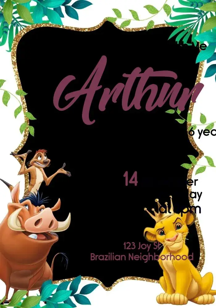 Lion King invitation