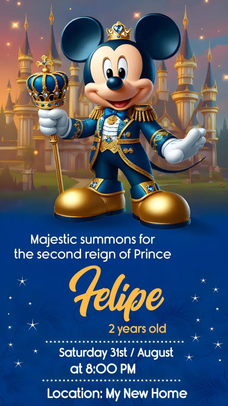 Mickey Mouse Blue Royalty invitation