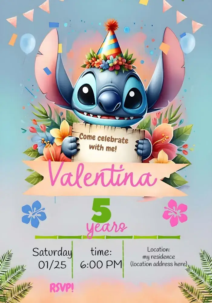 Stitch Girl invitation