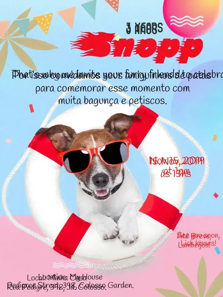 Invitation From Dog Dog – Most searched for theme vibrant red, fun, pets, dog illustrations, modern, colorful
