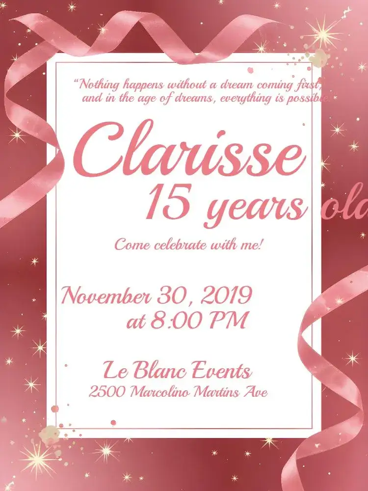 Invitation 15 Years - Pink and White – Sweet 15 theme romantic, modern, delicate, elegant, feminine, minimalist