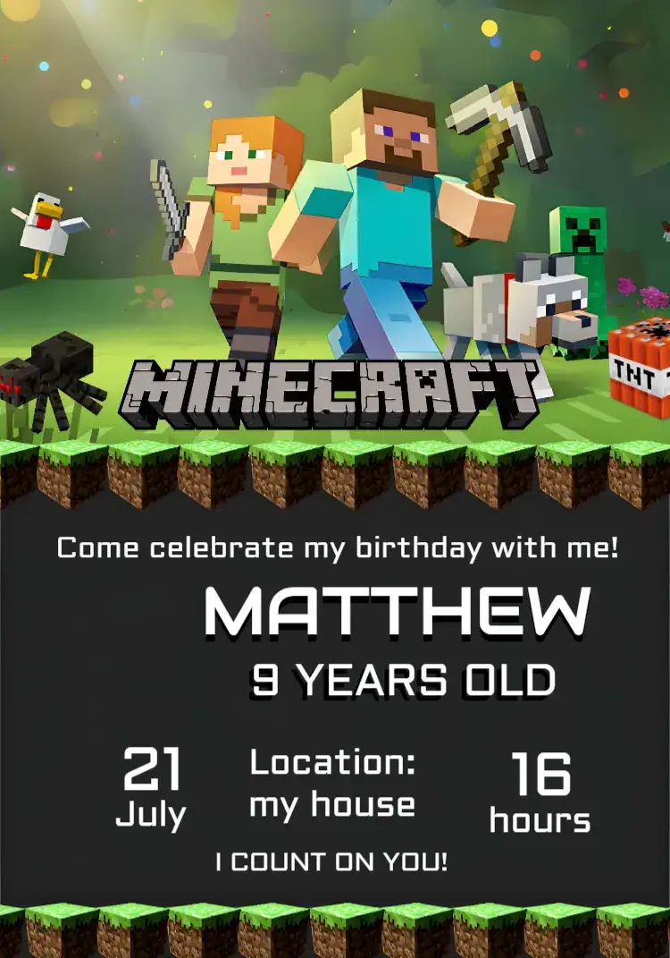 Green Minecraft invitation
