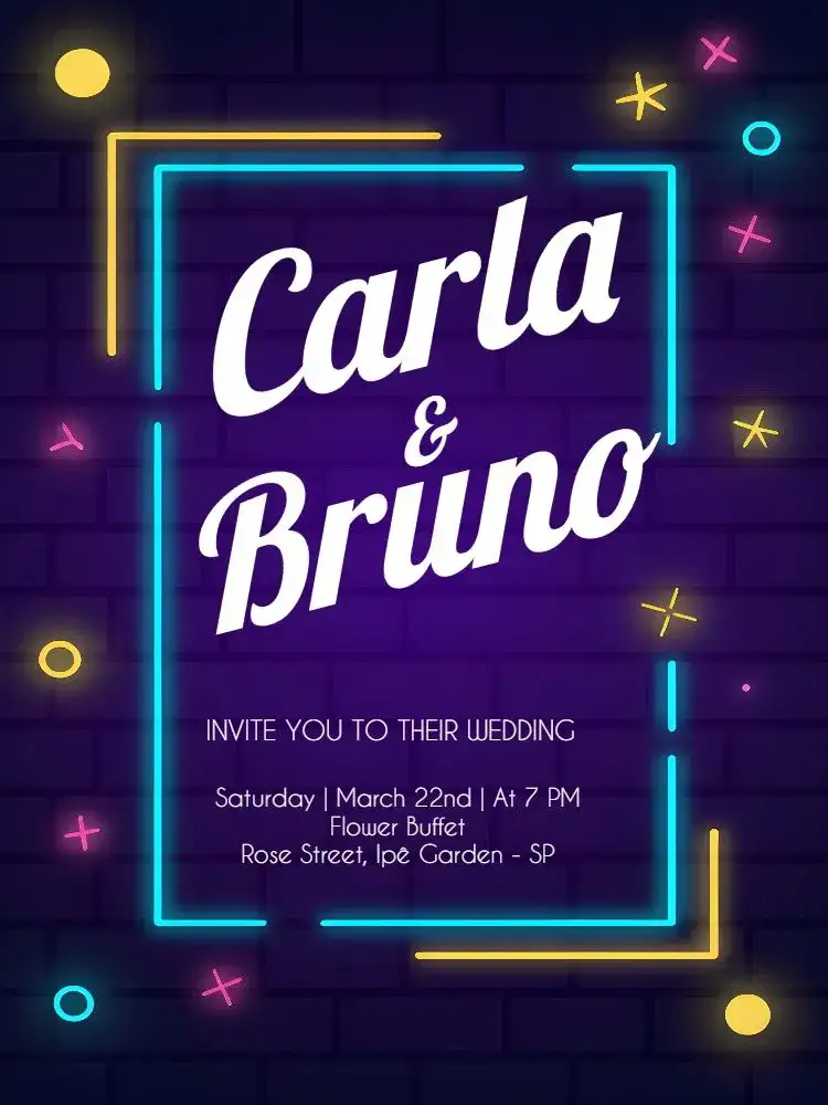 Invitation Neon Lilac Wedding – Wedding theme neon, modern, purple, lilac, LED lighting, contemporary style