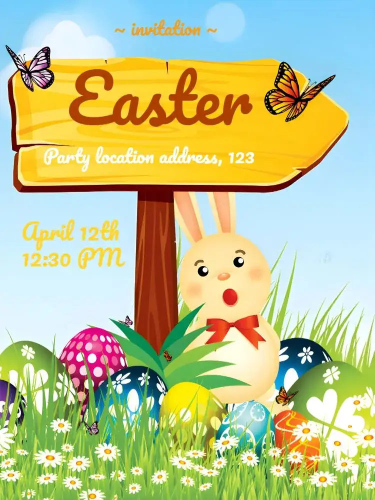 Invitation Easter Eggs – Commemorative Dates theme colorful, fun, childish, cheerful, Easter