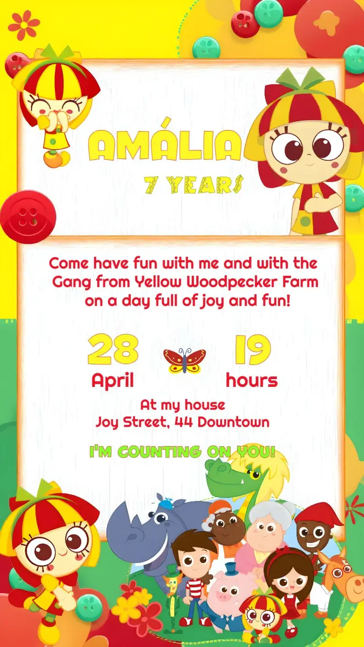 Sítio Do Pica Pau Amarelo Colorido invitation