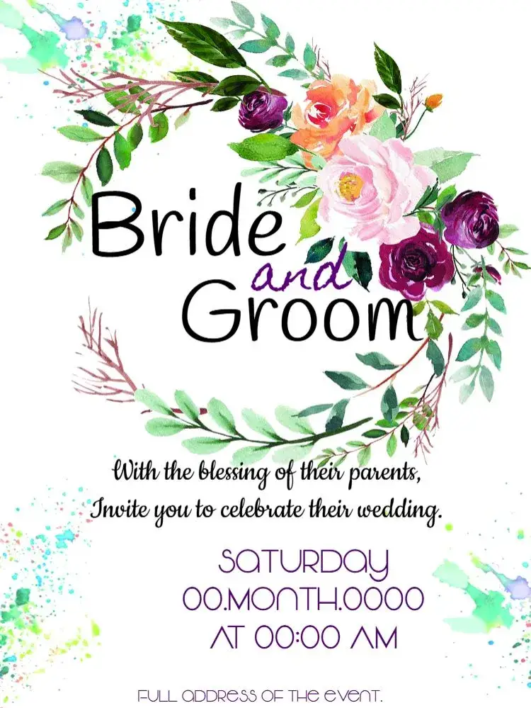 Invitation Watercolor Floral Wedding – Wedding theme floral, watercolor, romantic, elegant, soft, colorful