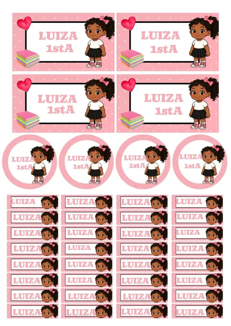 School Label Girl Student Mascot invitation