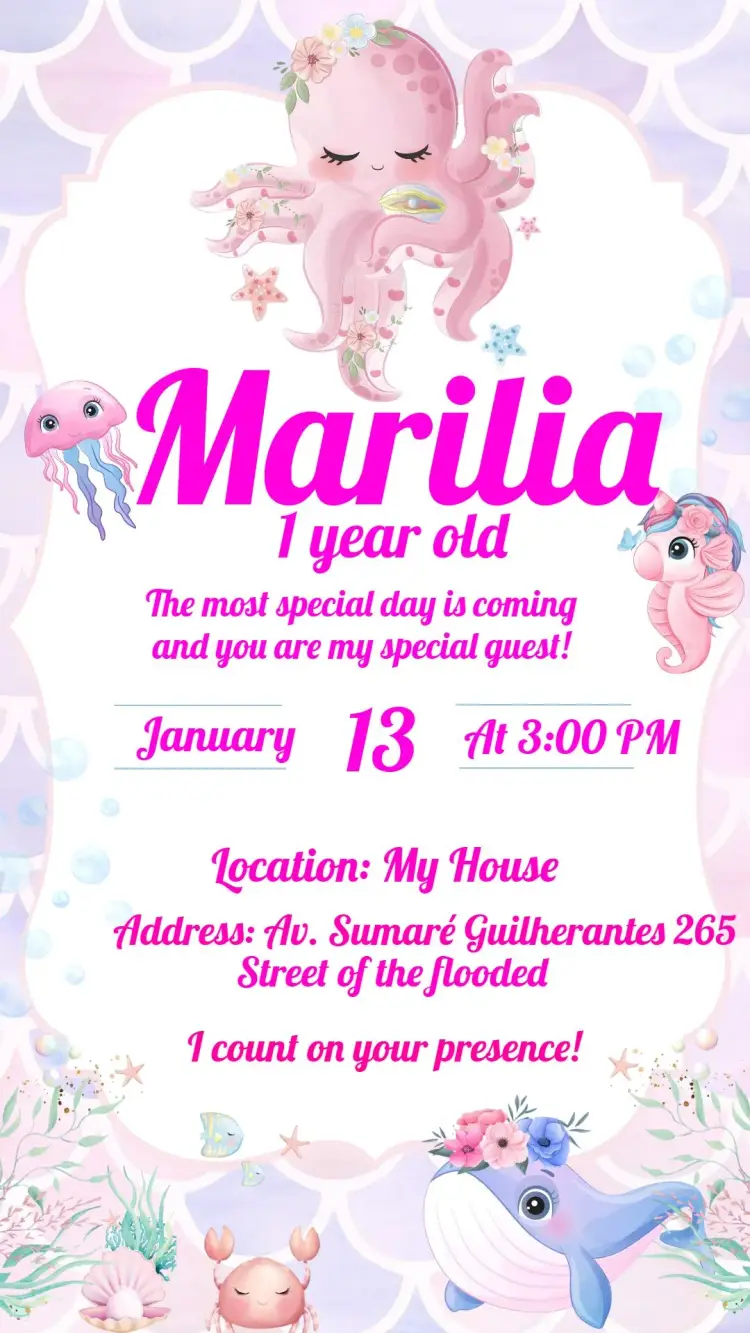 Delicate Pink Under the Sea invitation