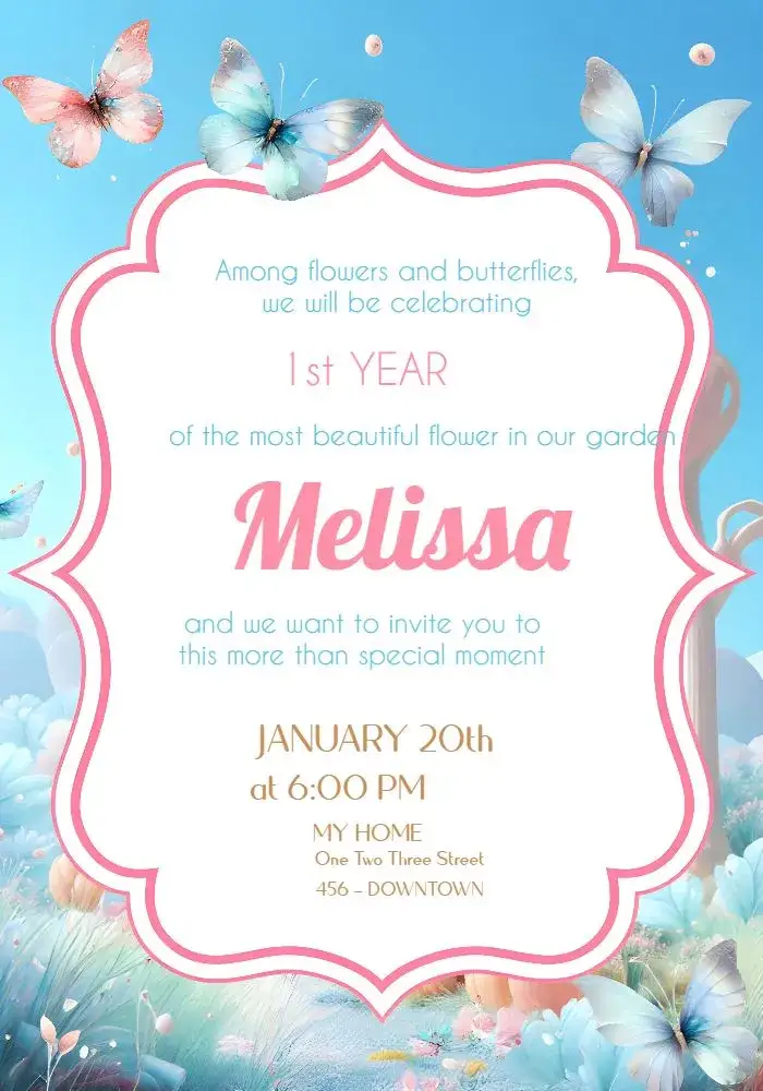 Invitation Fairy Flower Garden – Commemorative Dates theme floral, romantic, enchanted, colorful, childlike
