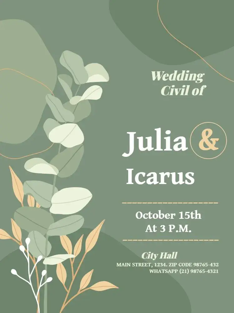 Civil Wedding Floral Husband invitation