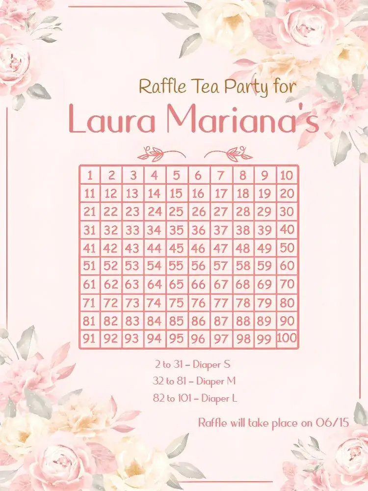 Invitation Floral Diaper Raffle Tea Party – Raffle Tea theme floral, delicate, modern, pink, green, golden