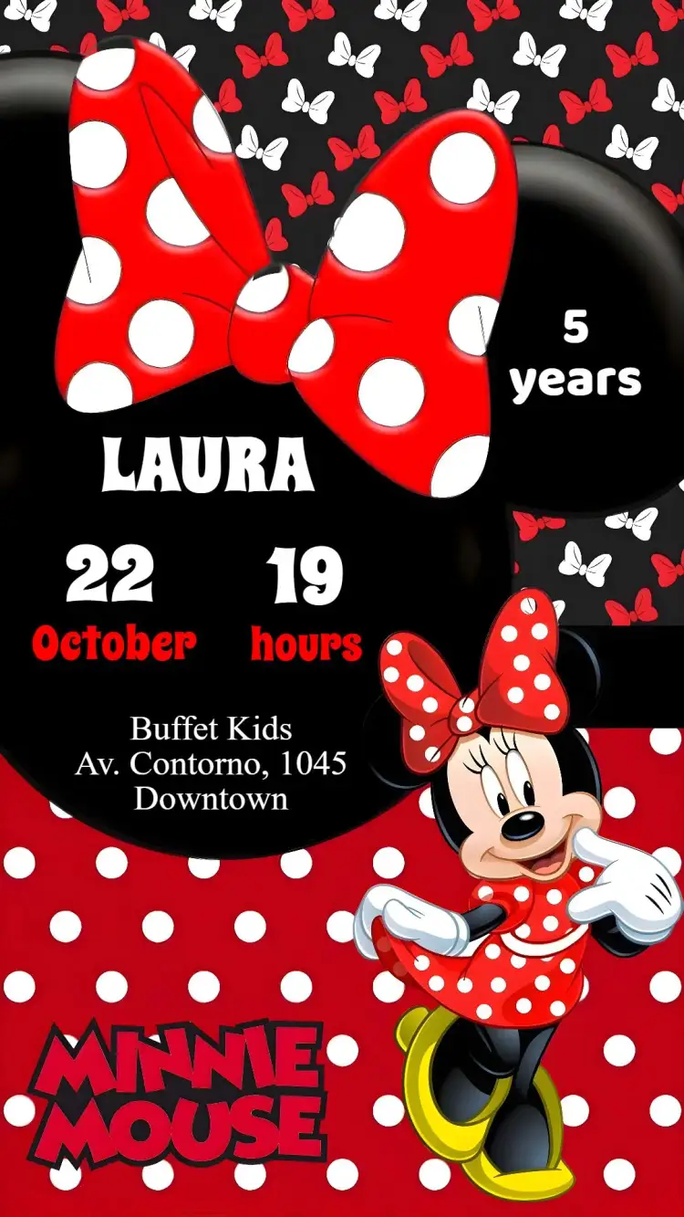 Invitation Minnie – Kids' Birthday Party theme colorful, playful, fun-filled, themed, kids, Disney