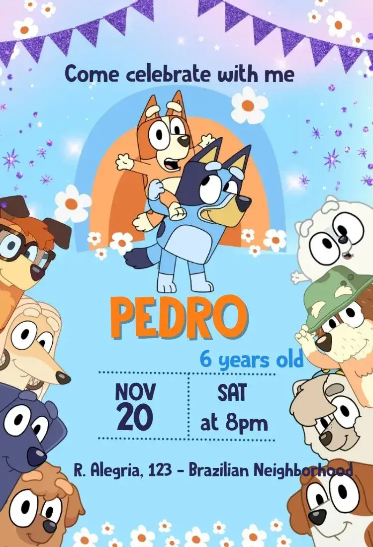 Bluey and Bingo invitation