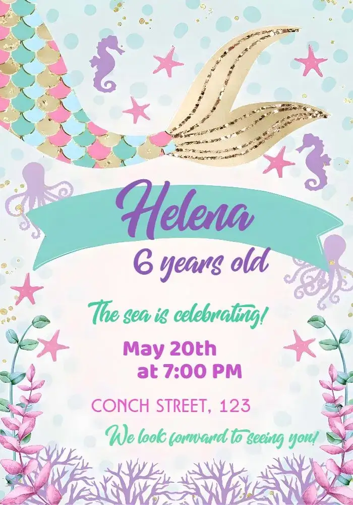 Invitation Mermaid – Most searched for theme mystical, marine, colorful, fantasy, tropical, playful