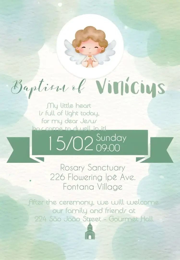 White Little Angel Baptism invitation