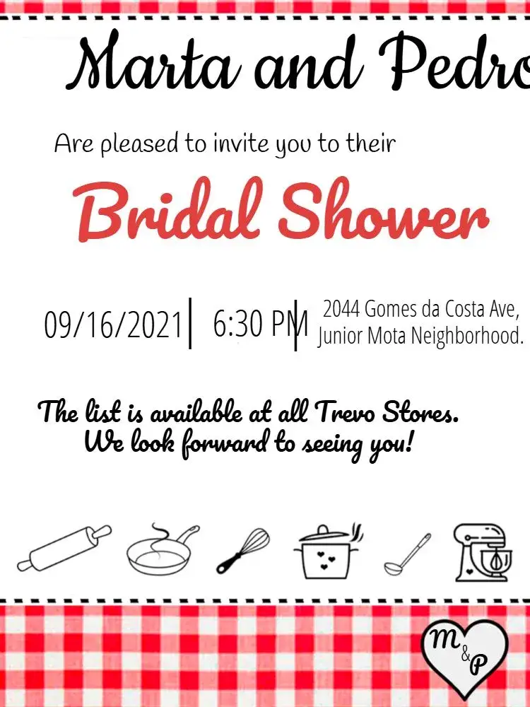 Invitation Bridal Shower Fue – Bridal Shower theme modern, fun, minimalist, kitchen, classic, vibrant