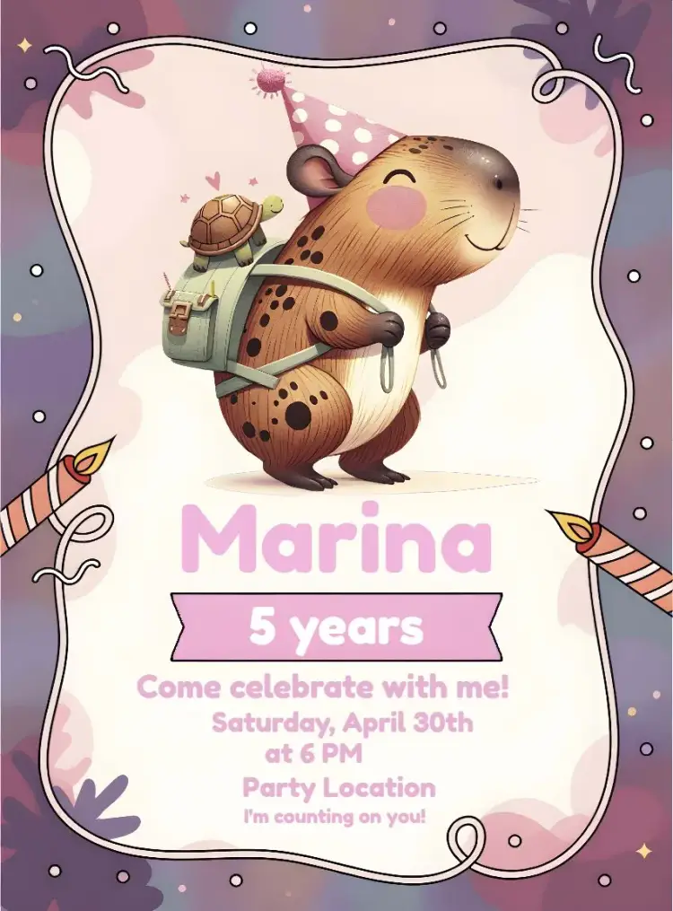 Capivara Turtle invitation